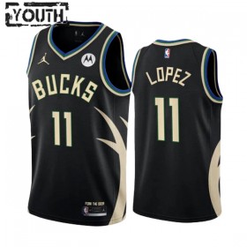 Dres Milwaukee Bucks Brook Lopez 11 Jordan 2022-23 Statement Edition Crno Swingman - Dječji